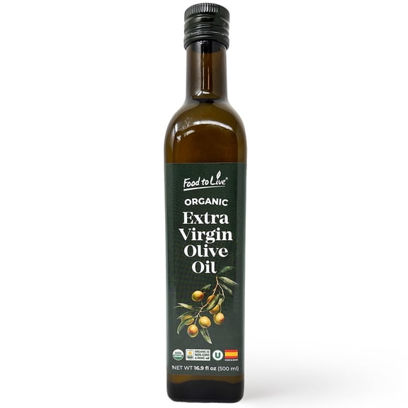 Food To Live Organic Extra Virgin Olive Oil, 16.9oz (500ml) Kosher, Vegan (Pack of 1)