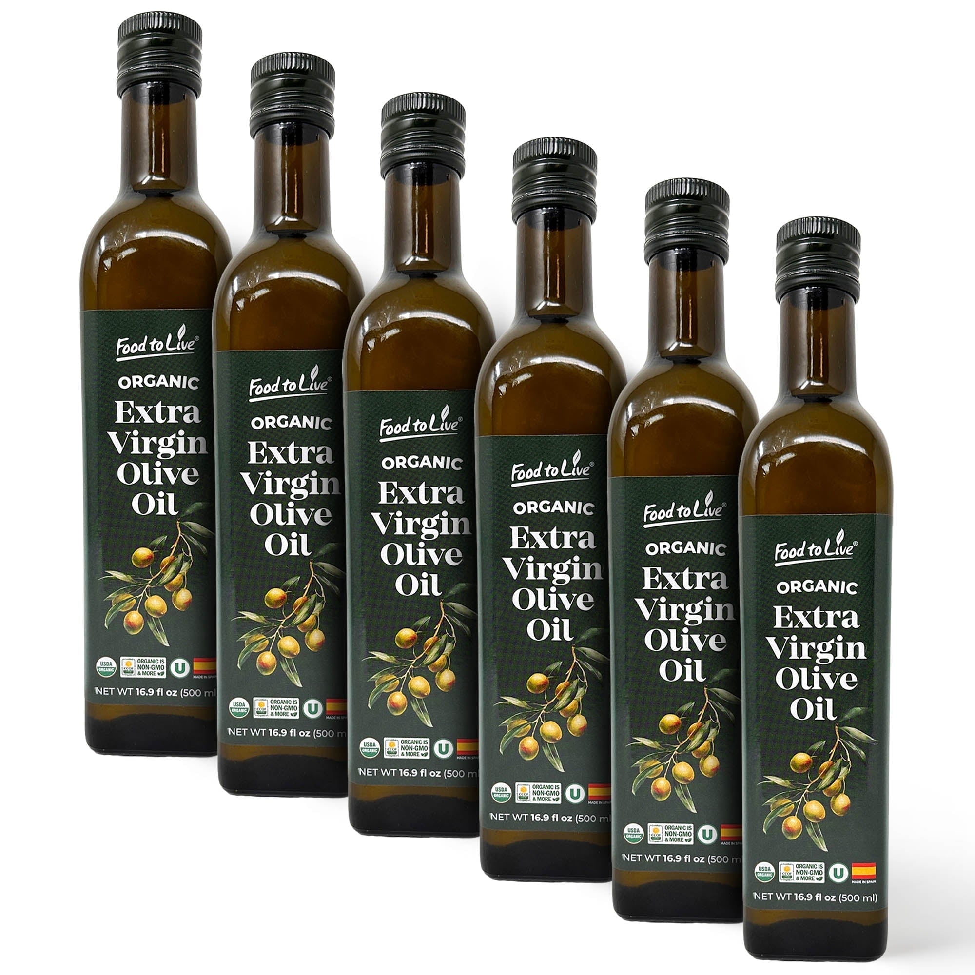 Food To Live Organic Extra Virgin Olive Oil, 16.9oz (500ml) – Kosher, Vegan (Pack of 6)
