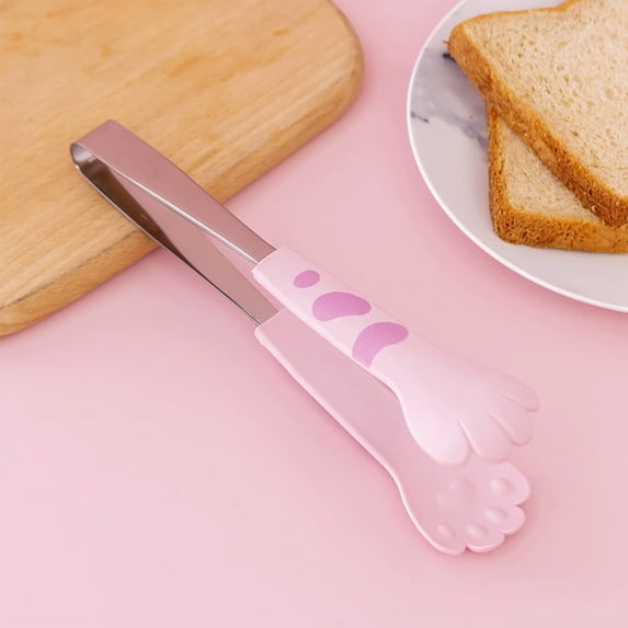Food Tongs, Stainless Steel Heat Resistant, Cute Cats Paw Design, Easy Cleaning, Grilling, Bread, Lemon Slices, Material, Easy Storage