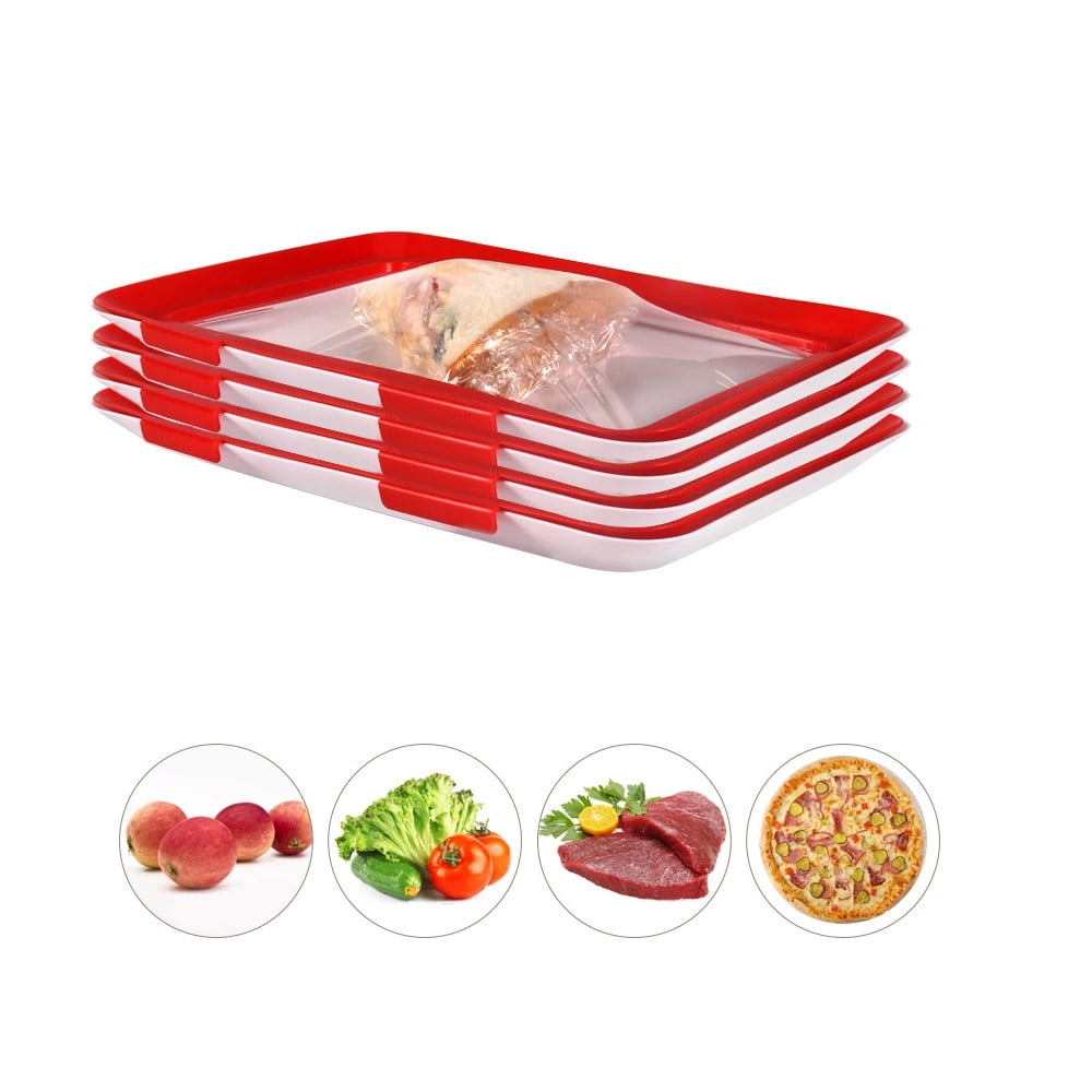 Food Tray Zero Waste Food Storage Containers Flat Reusable Freezer Food Preservation Tray Space Food Savers Keeper Freezer Meal Trays Fresh Meat Cheese Cold Cut Walmart