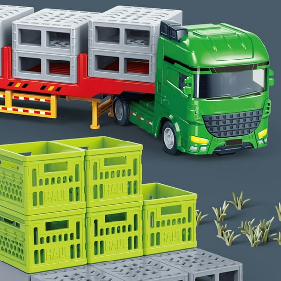 Food Truck,Boy Toys,Large Transport Vehicle Toy, Children's Simulation Trailer Model, Container Truck Toy for Boys Play, Vegetable Fruit Transport, Imaginative Game(Green)