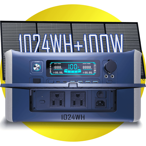 Food Truck Operator's Best Friend: Commercial-Grade Power Station (1000W/1500W/2000W) + 100W Solar Panel for Appliances and Electronics