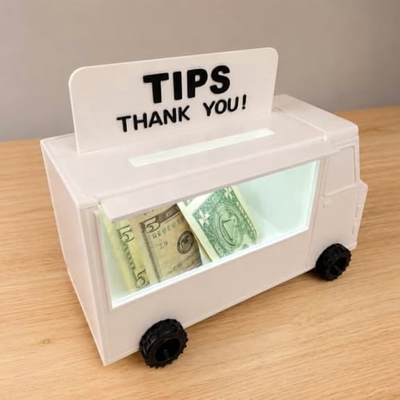 Food Truck Style Tip Jar for Business with LED Light