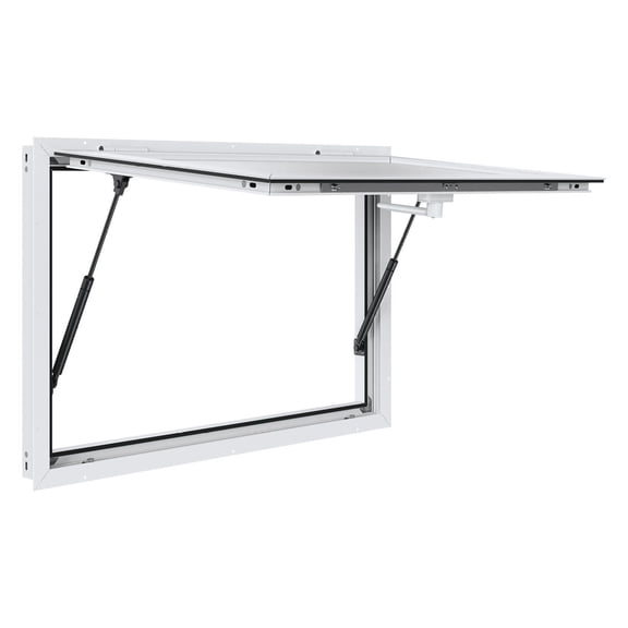 Food Truck Window 48x36", Aluminum Alloy Concession Window with Awning, 85 Serving Window for Trailers & Carts, Glass Not Included