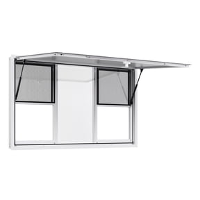 Food Truck Window 60x36", Aluminum Alloy Concession Window, 85 Serving Window with 6 Sliding Panels & Awning for Trailers