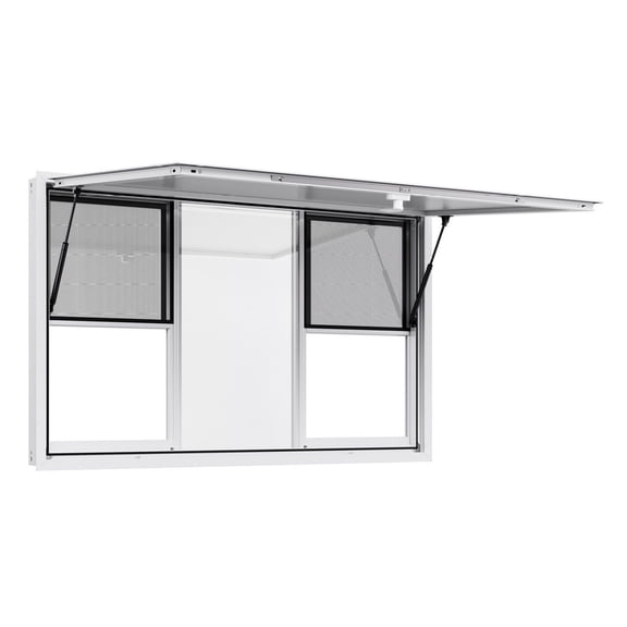 Food Truck Window 60x36 inch, Aluminum Alloy Concession Window - Sliding Serving Window with Awning & Drag Hook for Trailers