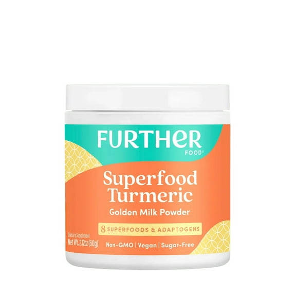 Further Food Turmeric Golden Milk Organic Turmeric Powder, Cinnamon Ginger & Black Pepper Maximum Absorption, Joint Pain, Gut Health, Sugar-Free, Vegan (30 Servings)