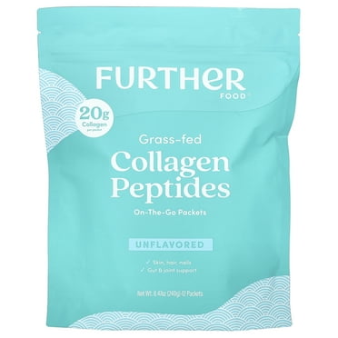 Further Food Unflavored Collagen Peptides Powder Stick Packs, Grass-Fed Pasture-Raised Hydrolyzed Type 1 & 3 Protein, Gut Health   Joint, Hair, Skin, Nails, Paleo Keto Sugar-Free 8.47 oz
