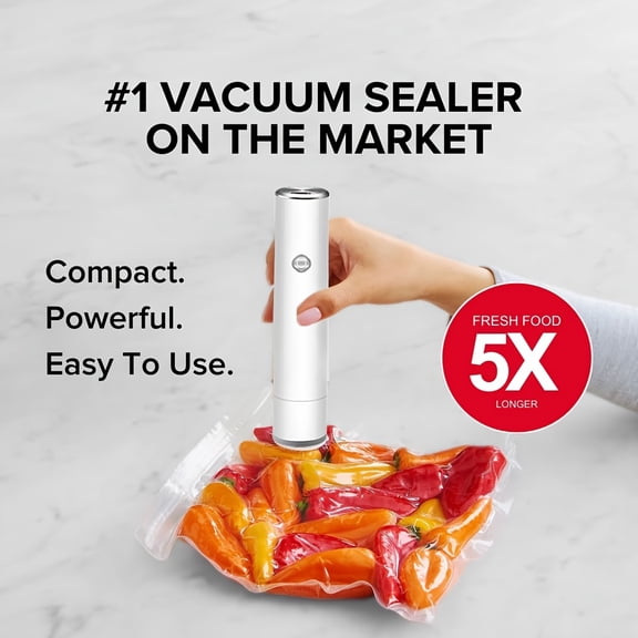Food Vacuum Sealer - Cordless Handheld Food Vacuum Saver with 5pcs Sealer Bags, Vacuum Sealer Machine for Food Preservation & Fresh - White