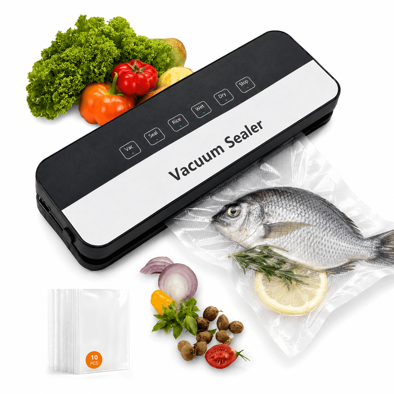 Food Post Layout Food Vacuum Sealer Machine with 10PCS Food Vacuum Sealer Bags, Food ...