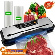 Food Vacuum Sealer Machine with 2 Rolls Food Vacuum Sealer Bags, Food Storage Saver Dry & Moist Food Modes, Led Indicator Lights, Easy to Clean, Compact Design