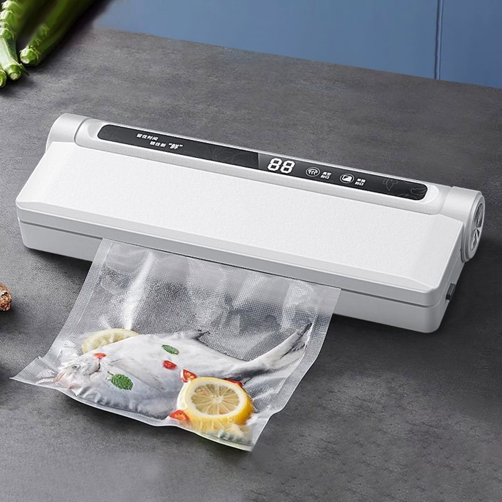 Food Vacuum Sealer Machine, 60KPA Strong Suction, Dry/Wet Modes, 20 Vacuum Seal Bags for Food, Digital Countdown Timer, Compact Lightweight, Ideal for Home Kitchen Use