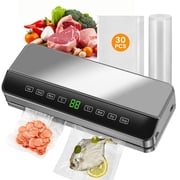 Food Vacuum Sealer Machine, 80kPa super vacuum suction, adjustable sealing temperature, dry/wet multi-mode, stainless steel panel, large waterproof touch screen, built-in cutter