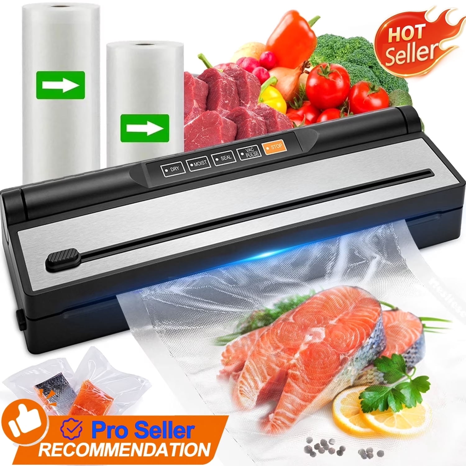Camkey Food Vacuum Sealer Machine, Auto and Manual Modes, Includes