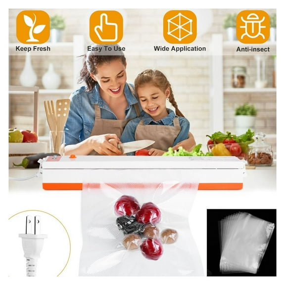 Food Vacuum Sealer Machine - Automatic Electric Vacuum Packer for Food Storage - Quick Sealing System for Dry & Moist Foods - Household Kitchen Appliance