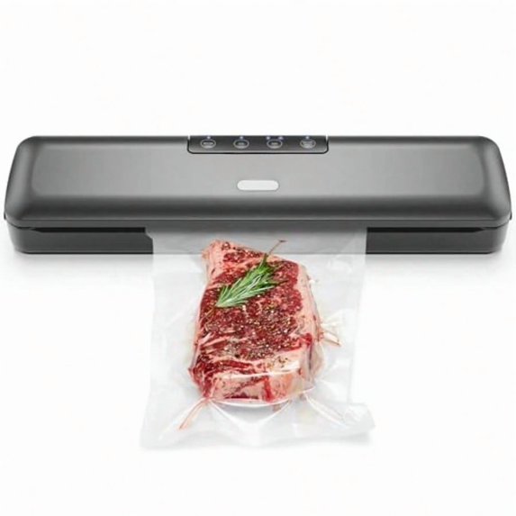 Food Vacuum Sealer Machine Compact Vacuum Sealer with Moist and Dry Settings Perfect for Sous Vide Storage and Freezer One-Touch Operation Vacuum Storage Bags Included Black