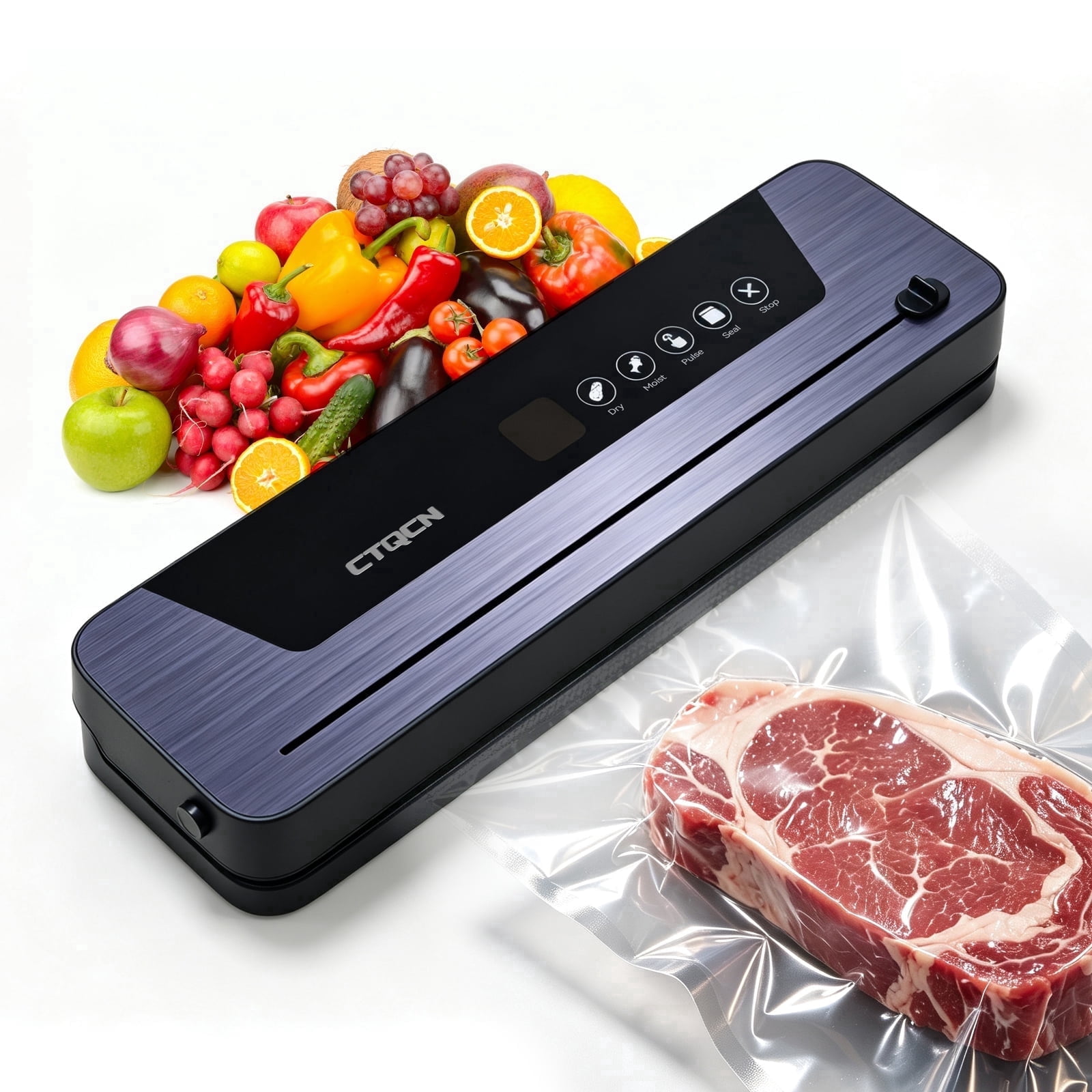 Travel Cutter Machine Food Vacuum Sealer Machine with Dry & Moist Modes, Built-in Cutter & 2 ...
