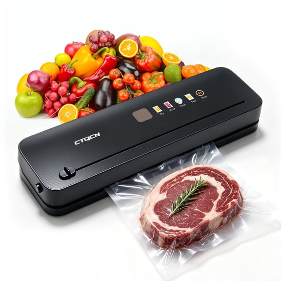Food Vacuum Sealer Machine with 4 Modes, 80KPA Suction & Pulse Function, Built-in Cutter, Starter Kit for Dry/Moist Food Storage and Sous Vide