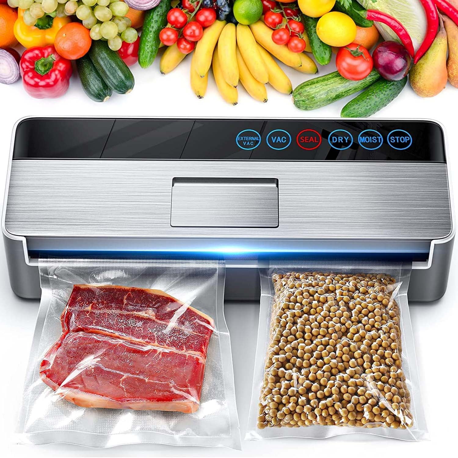 Aoresac Food Vacuum Sealer Machine for Food Saver Automatic Air Sealing  System for Food Storage Dry and Moist Food Modes Compact Design with 10Pcs Seal  Bags Starter Kit 