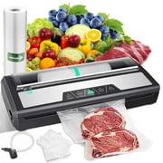 Food Vacuum Sealers Machine with Cutter, 80Kpa Food Sealer Vacuum Sealers with Food Storage Vacuum Rolls Bags Hose Attachment for Sealing Jars, Sous Vide, Freeze Meats