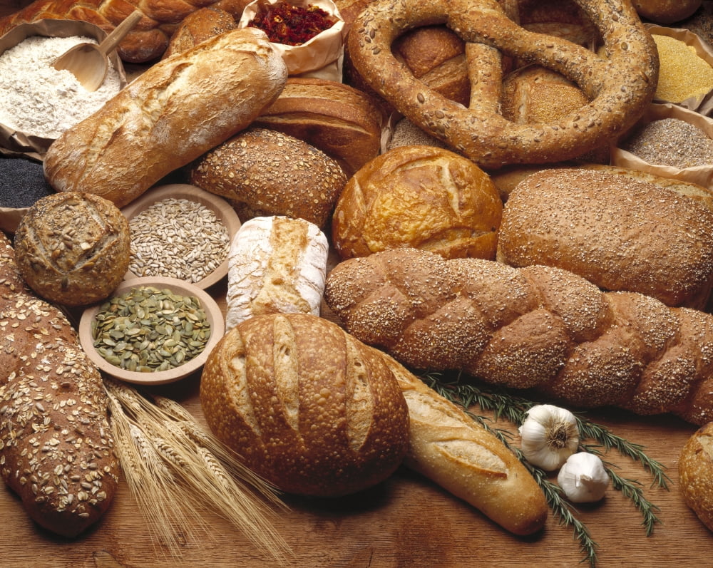 Food - Various types of breads and some of their ingredients Canvas Art - Ed Young Design Pics (17 x 13)