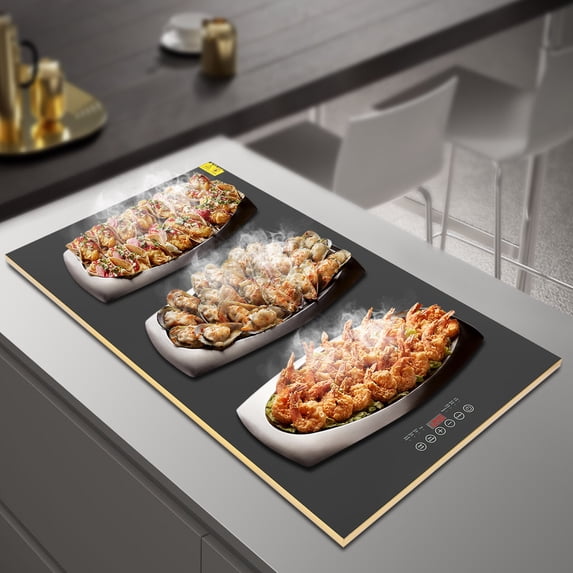 Food Warmer Plate Electric Warming Tray with Smart Display 110V 400W 31.5*17.72*1.81in for Family Dinners, Birthday Parties, Friends' Gatherings
