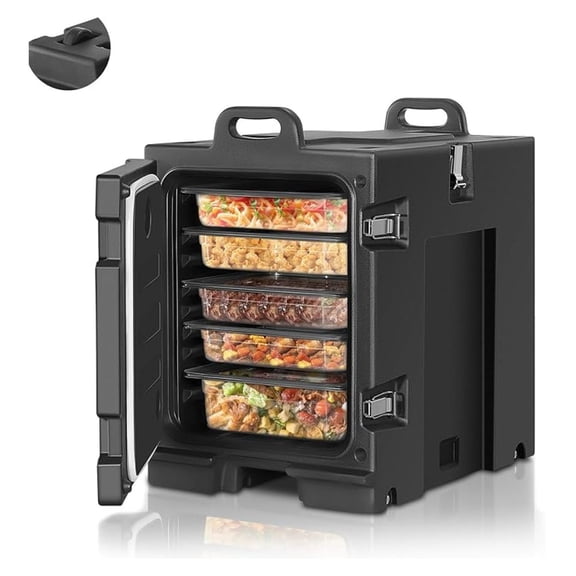 Food Warmer w/Wheels, 82Qt Hot Boxes for Catering, LLDPE Insulated Food Pan w/Handles, Stackable, Catering Food Warmers for Parties, Restaurant, Camping