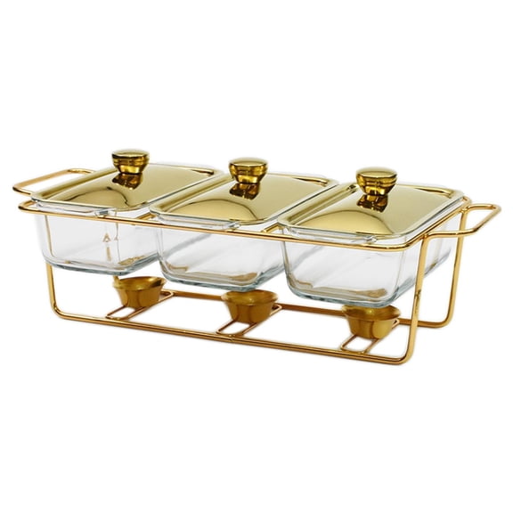 Food Warmers Trays 3 Grid 1.3L/1.5L Buffet Food Warmer Pot, Stable Rectangular Cookware Serving Dish, Food Heating Container for Party Wedding