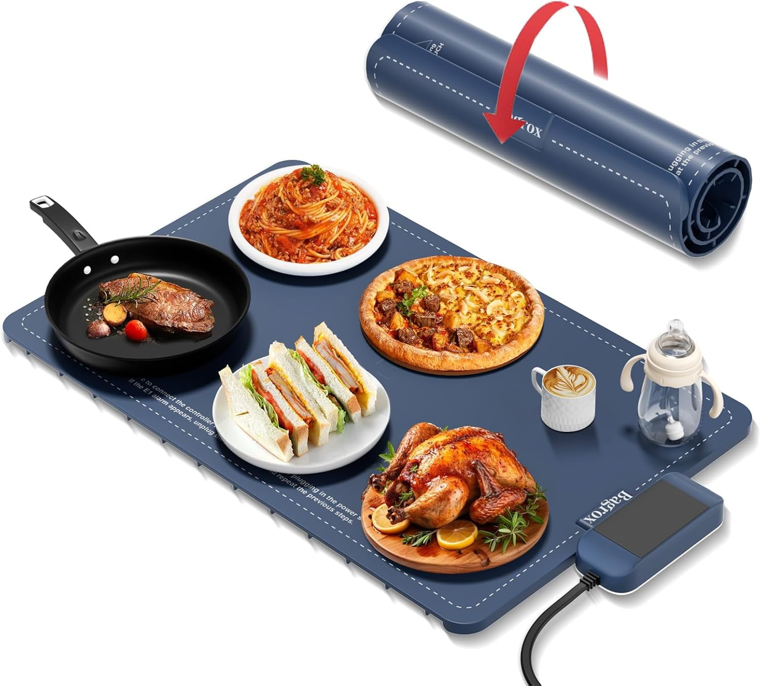 Food Warming Mat, Electric Warming Tray with Adjustable Temperature ...