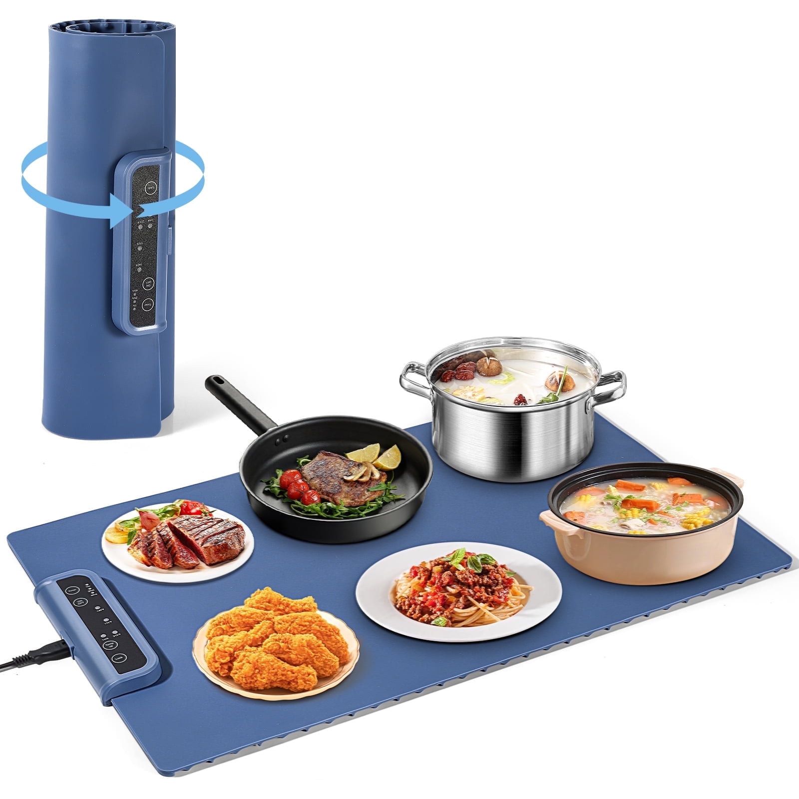 Esterilla térmica para alimentos - bandeja eléctrica de silicona de calentamiento rápido con 3 niveles de temperatura, almohadilla eléctrica para fiestas, buffets, reuniones y viajes, portátil
