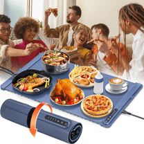 QOPR Food Warming Mat - Fast Heating Silicone Electric Warming Tray with 3 Level Temperature,Roll Up Buffet Hot Plates Heat Pad, Portable Food Warmer for Parties Home Travel