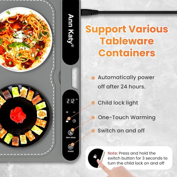 Food Warming Mat for Food 39"x15" 550W, Portable Electric Warming Tray for Buffets Party Chafing Dishes, Fast Full-Surface Heating Pads with 7 Level Temp 8 Hour Timer&Child Safety Lock