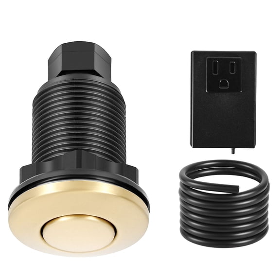 Food Waste Disposal Air Switch Kit,2.5" Brushed Gold Stainless Steel ON/OFF Button for Garbage Disposer-Compatible with Stainless Steel Countertops