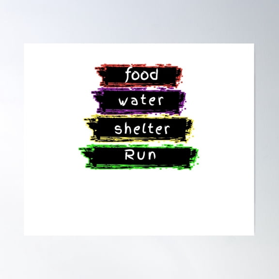 Food Water Shelter Run2021 Poster Wall Art, Modern Wall Decor For Living Room Bedroom, 8x12 UNFRAMED