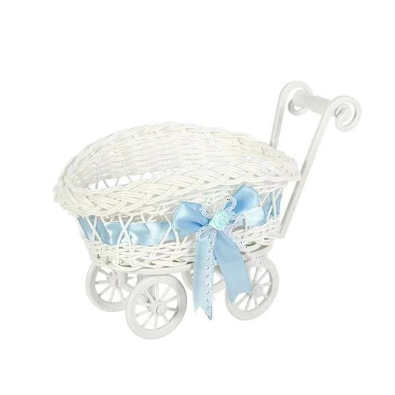 Food Wicker Stroller Baby Carriage Stroller Woven Centerpiece Stroller For Party