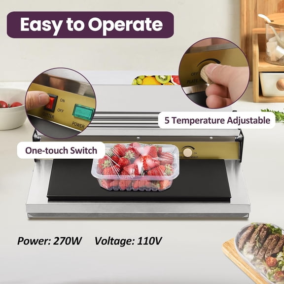 Food Wrapping Machine, 18in/450mm Width Film Wrapper Hand Wrapping Machine, Cling Film Food Packaging Machine for Fruits Vegetables Meats Seafood for Shops Markets Home Kitchen