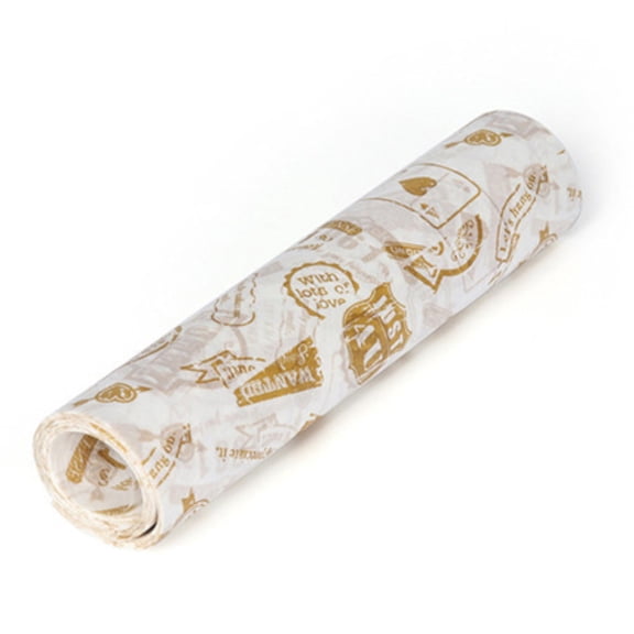 Food Wraps Oil Absorbing & Greaseproof Wax Paper, Stamp pattern design, 100 Count, 2 Rolls