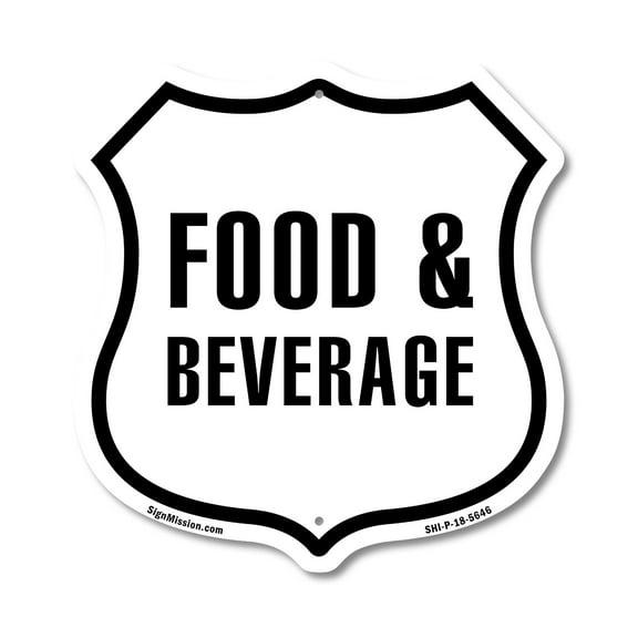 Food and Beverage 12 inch X 12 inch Shield-Shaped Rust-Free Aluminum Metal Sign Weather Resistant Made in the USA