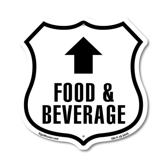 Food and Beverage Up 12 inch X 12 inch Shield-Shaped Rust-Free Aluminum Metal Sign Weather Resistant Made in the USA