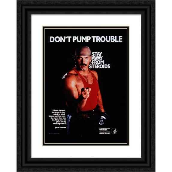 Food and Drug Administration 11x14 Black Ornate Wood Framed Double Matted Museum Art Print Titled: Don't Pump Trouble; Stay Away from Steroids (1988)