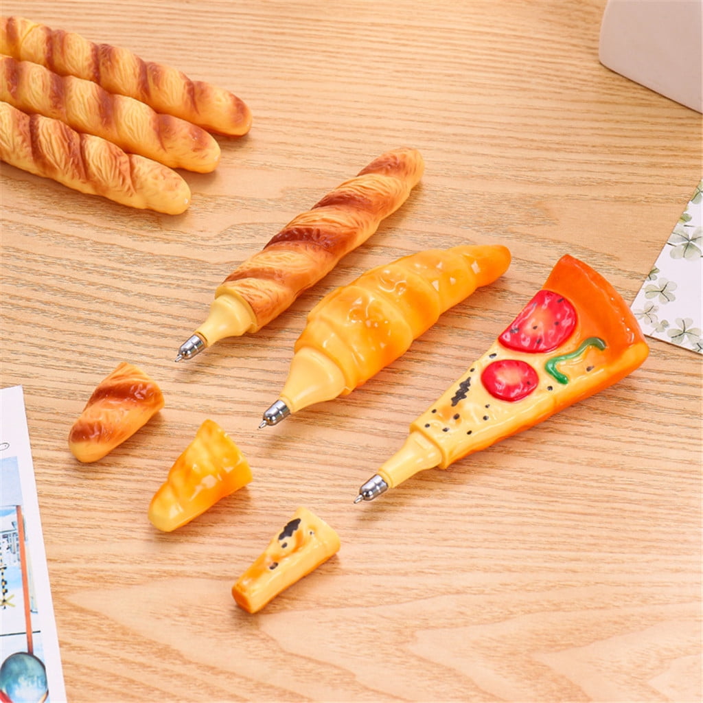 Food bread pizza shaped ballpiont pens gel pen kids student wrinting
