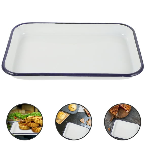 Food-grade Enamel Baking Pan Reusable Washable Baking Pan Wear-resistant Oven Tray Kitchen Supply