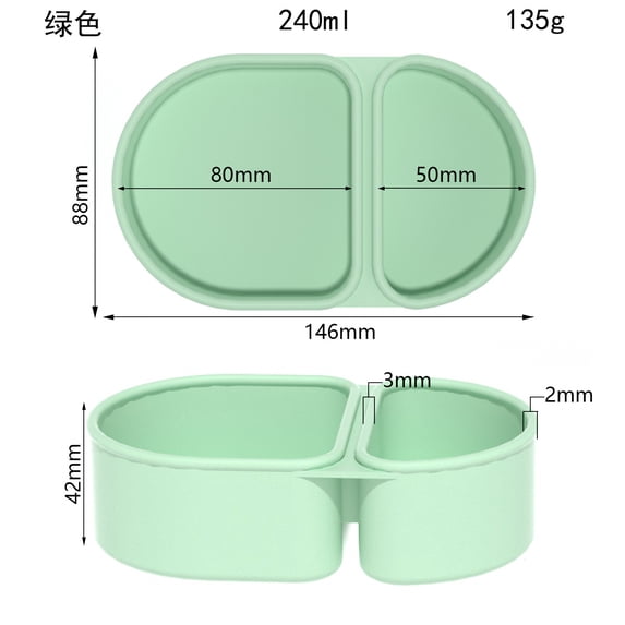 Food-grade Silicone Bento Box Set, 240ml Leak-Proof Microwave-Safe Meal ...