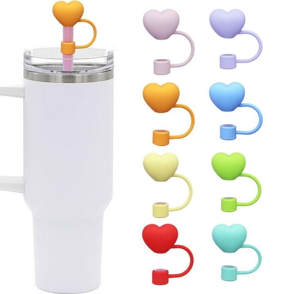 Food-grade Straw Cover Love Heart Straw Cover Food Grade Silicone Reusable Dust-proof Cute 30/40oz Tumbler Straw Tip Plug Topper