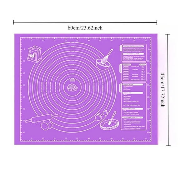 Food gradePlasticRolling Mat with Measuring Tool Non slip Kneading Mat, Easy To Clean Non stick Baking Mat ReusableBakingUtensil