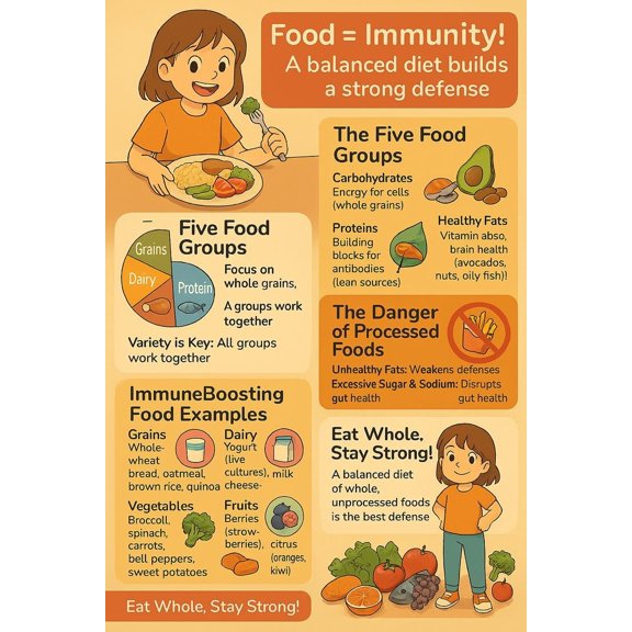 Food = lmmunity! poster Suitable for kitchen, living room, and dining room