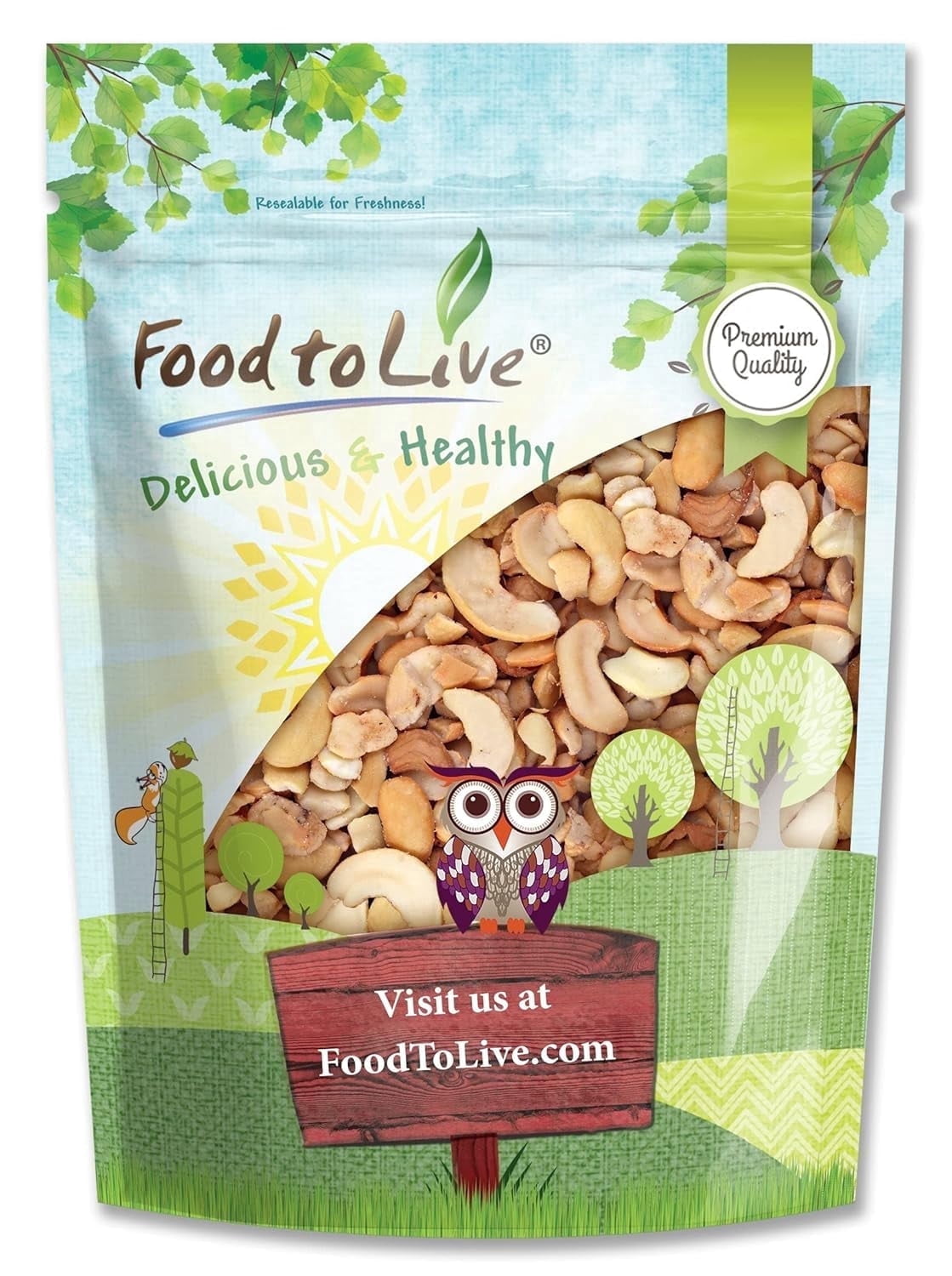 Food to Live Dry Roasted Cashew Halves and Pieces, 3 Pounds – Unsalted,Oven Roasted,Kosher