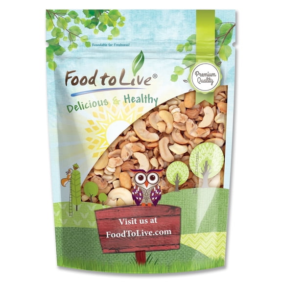 Food to Live Dry Roasted Cashew Halves and Pieces, 8 Ounces Unsalted,Oven Roasted,Kosher