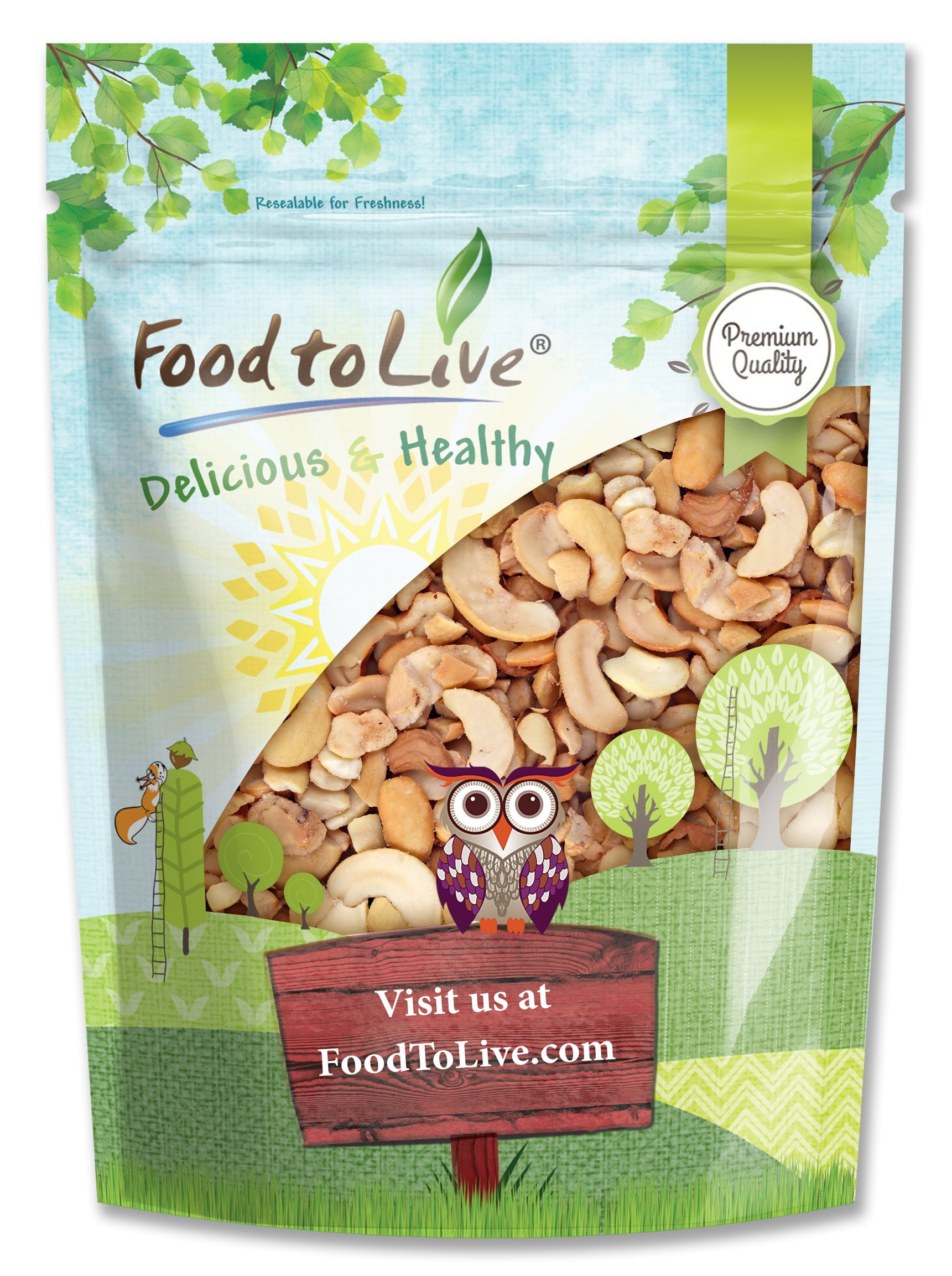Food to Live Dry Roasted Cashew Halves and Pieces, 8 Ounces Unsalted,Oven Roasted,Kosher