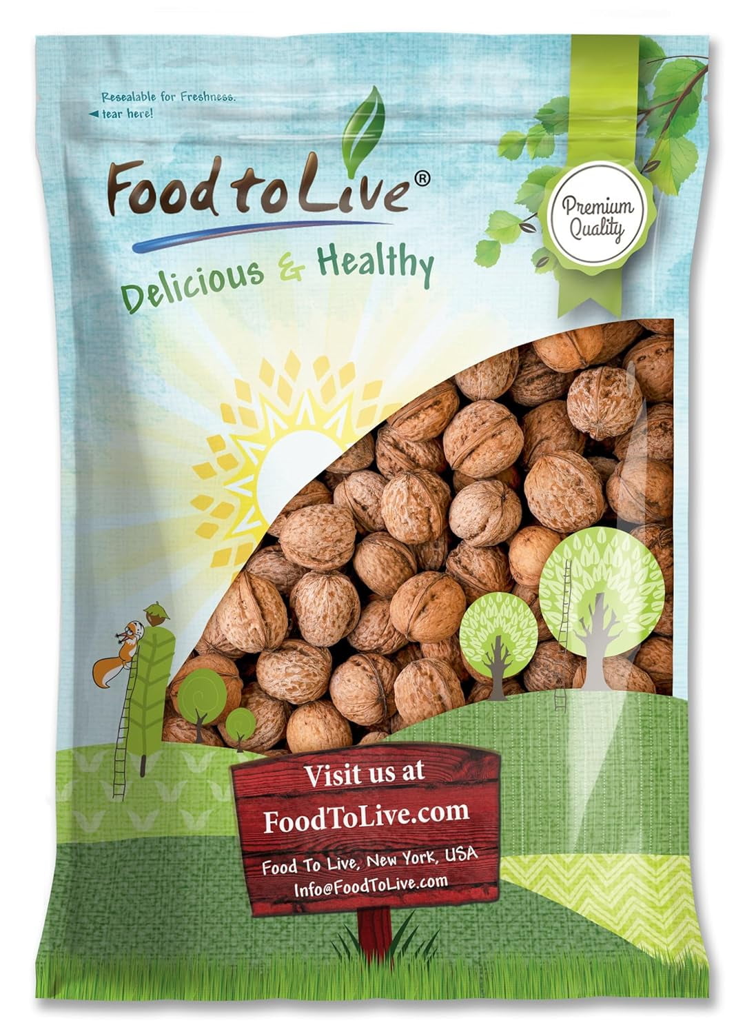 Food to Live Jumbo Walnuts in Shell, 4 Pounds – California Chandler Variety. Fresh, Raw, Kosher, Bulk